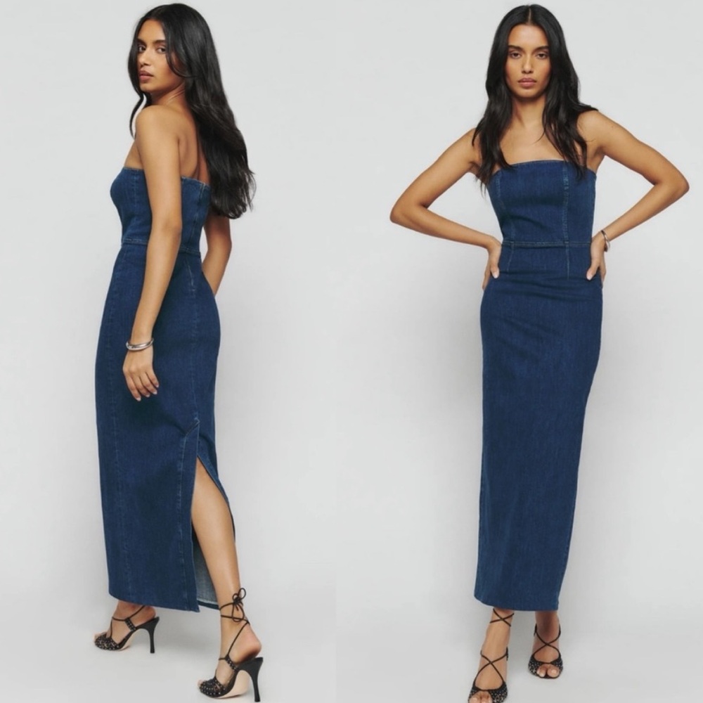 Reformation Eugenia Denim Midi Dress